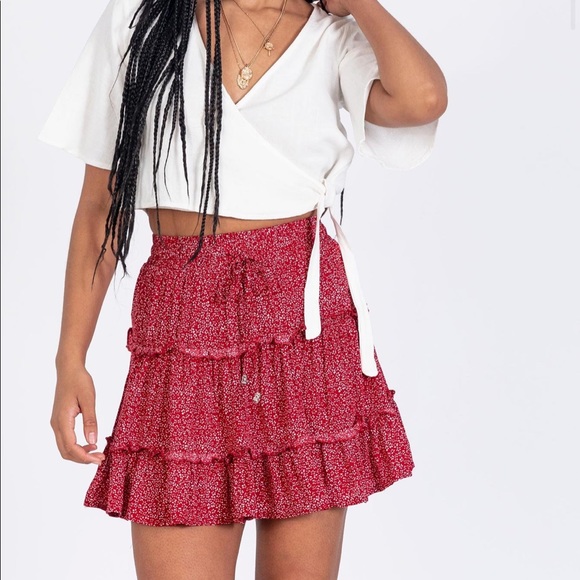 Princess Polly Hanson Maroon Mini Skirt 